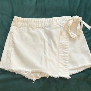 WE THE FREE White Denim Wrap Skort